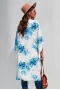 White Floral Kimono Sleeves Chiffon Open Front Cover Up Dress